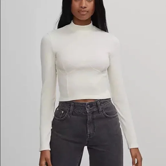 Crop Top Bershka White Turtleneck Bershka Tops Asos Bershka